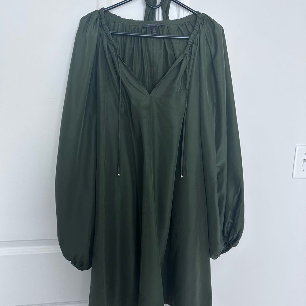 Silk Green Long-Sleeve Dress